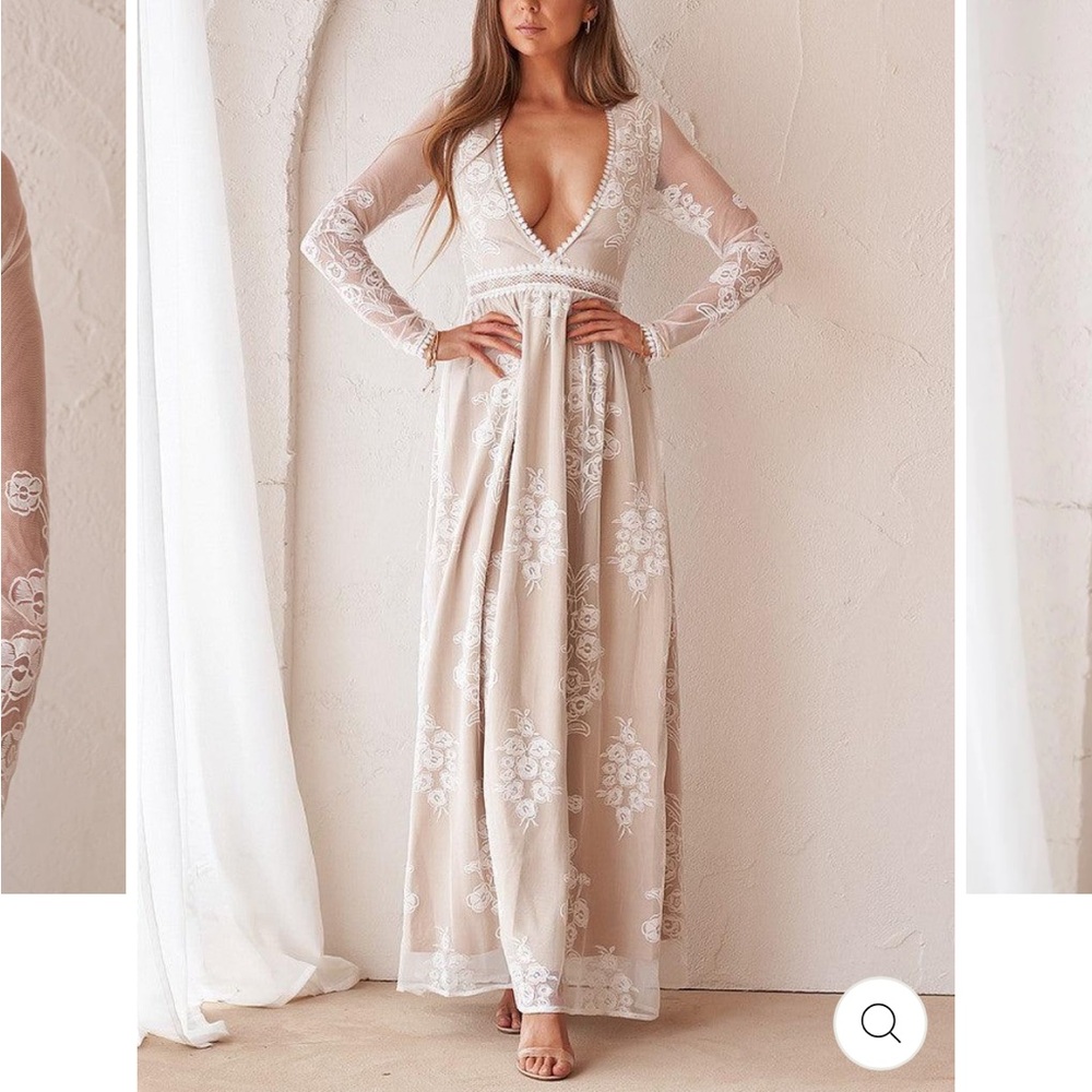 Shop JAUS Tallulah Maxi dress. Lace/Nude colored, size Small.